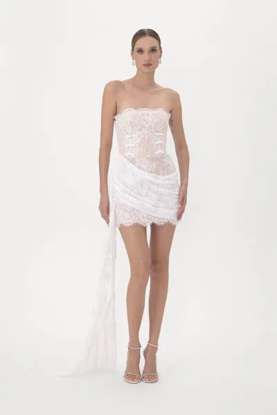 Sau Lee Amelita Lace Mini Dress In White