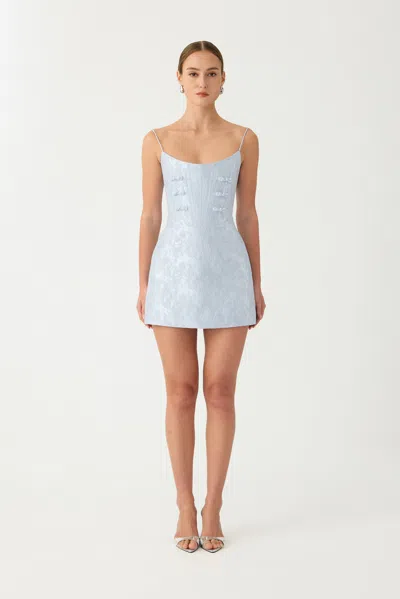 Sau Lee Andi Brocade Mini Dress In Blue