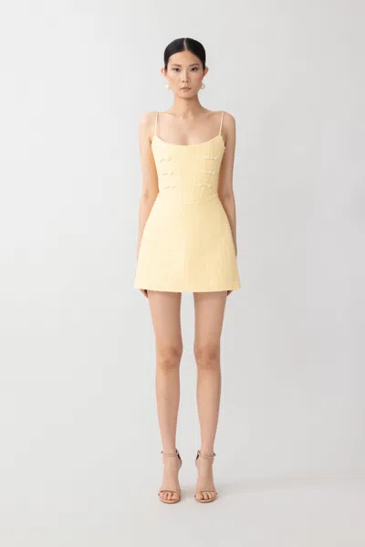 Sau Lee Andi Tweed Mini Dress In Butter Yellow
