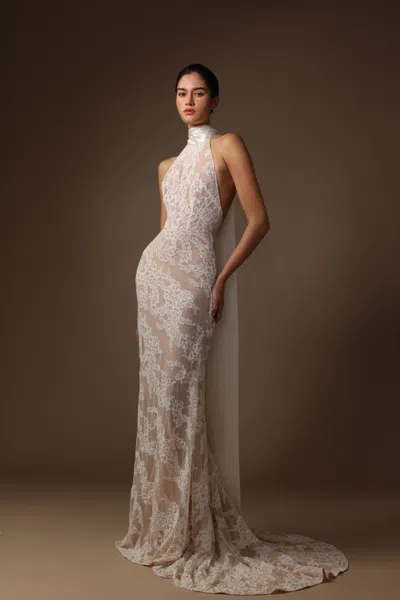 Sau Lee Andrea Lace Gown In White