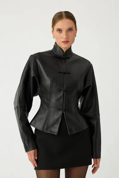 Sau Lee Anton Leather Tang Jacket In Black