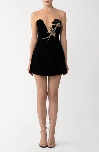 Sau Lee Aria Beaded Sleeveless Minidress In Black