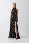 Sau Lee Ariana Embroidered Gown In Black