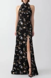 Sau Lee Ariana Embroidered Gown In Black