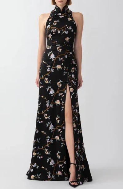 SAU LEE SAU LEE ARIANA FLORAL EMBROIDERED GOWN