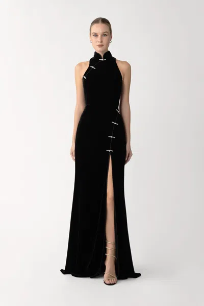 Sau Lee Ariana Velvet Gown In Black