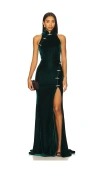 Sau Lee Ariana Velvet Gown In Green