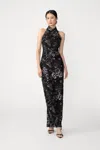 Sau Lee Arielle Embroidered Maxi Dress In Black