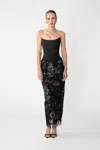 Sau Lee Arielle Embroidered Skirt In Black