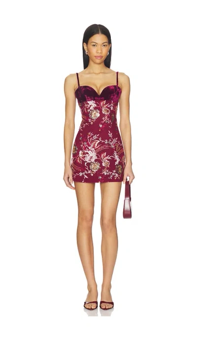 Sau Lee Aura Dress In Burgundy