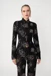 Sau Lee Azalea Embroidered Top In Black