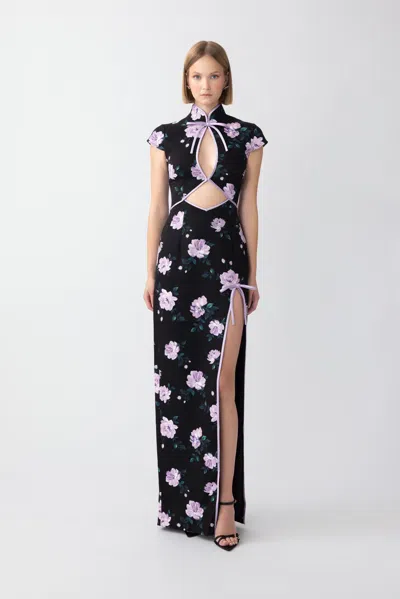 Sau Lee Beatrix Dress In Black Multi