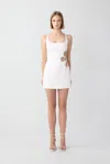 Sau Lee Betty Laser-cut Flower Satin Mini Dress In White