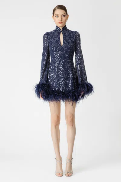 Sau Lee Bianca Mini Dress In Midnight Blue