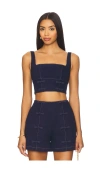 Sau Lee Bridgette Denim Top In Blue