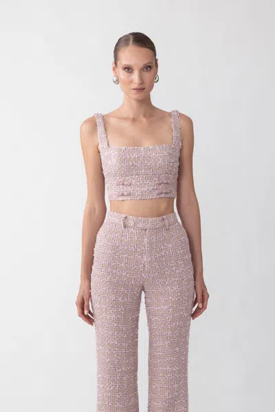 Sau Lee Bridgette Tweed Top In Lilac