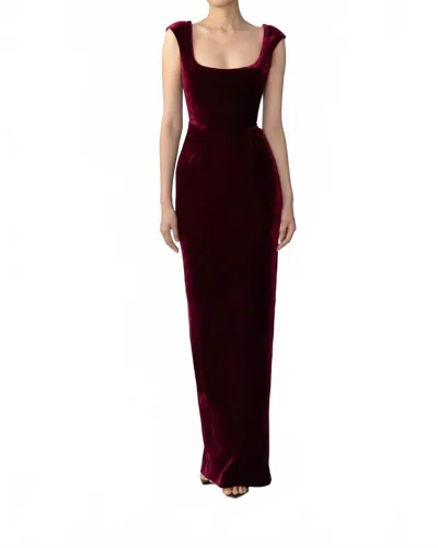 Sau Lee Brooke Velvet Gown In Oxblood In Burgundy