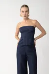 Sau Lee Brooklyn Corset Top In Blue