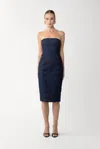 Sau Lee Brooklyn Denim Midi Dress In Blue