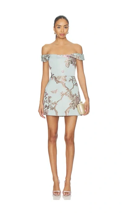Sau Lee Bruna Brocade Mini Dress In Blue
