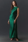 Sau Lee Cali Sleeveless High-neck Crepe Maxi Dress In Green