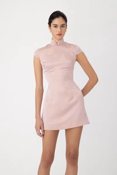 Sau Lee Cara Satin Jacquard Mini Dress In Pink