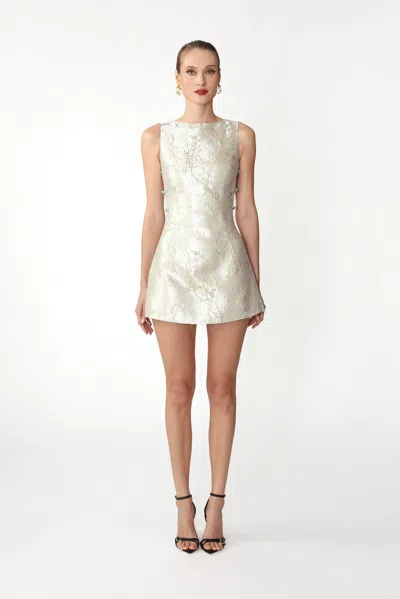 Sau Lee Cass Jacquard Dress In Silver Mint