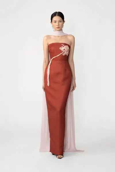Sau Lee Cherrie Satin Gown In Brown