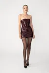 Sau Lee Cindy Sequined Mini Dress In Burgundy