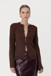 Sau Lee Clover Knit Cardigan In Brown
