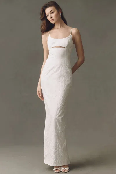 Sau Lee Constance Jaquard Maxi Dress In White