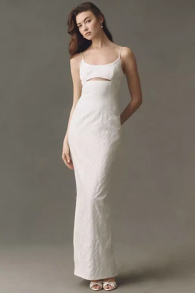 Sau Lee Contance Jaquard Maxi Dress In White