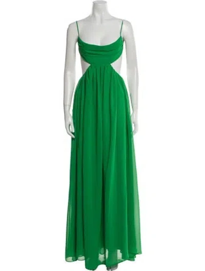 Pre-owned Sau Lee Cowl Neck Long Dress In Green
