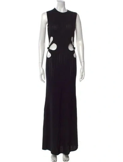 Pre-owned Sau Lee Crew Neck Long Dress In Black