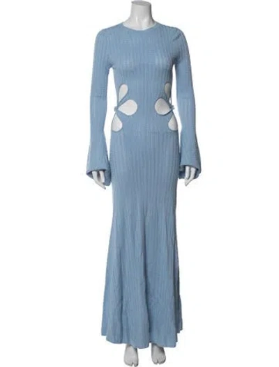 Pre-owned Sau Lee Crew Neck Long Dress In Blue