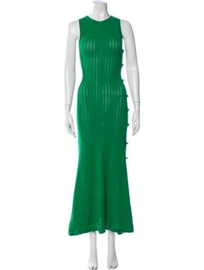 Pre-owned Sau Lee Crew Neck Long Dress In Green