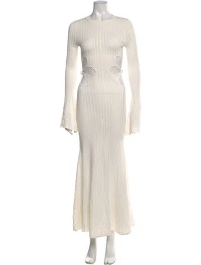 Pre-owned Sau Lee Crew Neck Long Dress In Neutral