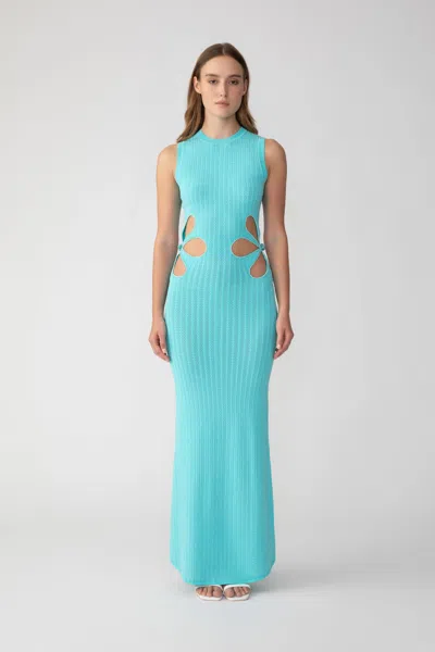 Sau Lee Daria Knit Dress In Aqua Blue