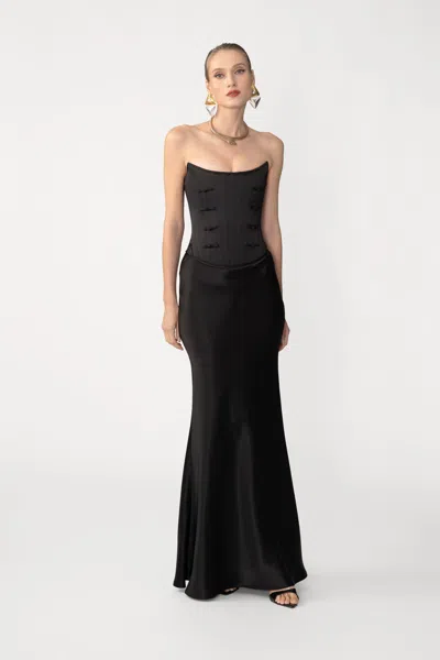 Sau Lee Della Satin Skirt In Black