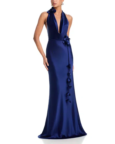 Sau Lee Delphine Satin Gown In Blue