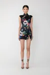 Sau Lee Devon Mini Dress In Black Multi