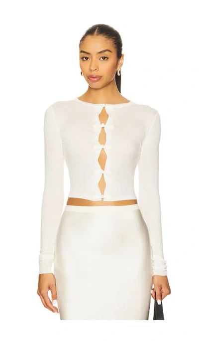 Sau Lee Dominic Knit Cardigan In White