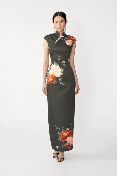 Sau Lee Dorit Maxi Dress In Gray