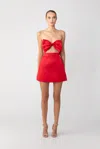 Sau Lee Women's Estelle Satin Bow Minidress In Red