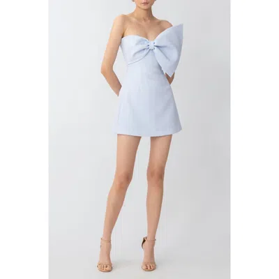 Sau Lee Elly Asymmetric Bow Sleeveless Minidress In Pastel Blue
