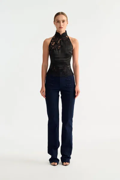 Sau Lee Elva Satin Top In Black