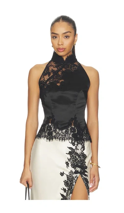 Sau Lee Elva Satin Top In Black