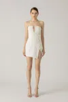 Sau Lee Fleur Floral Appliqué Strapless Dress In White