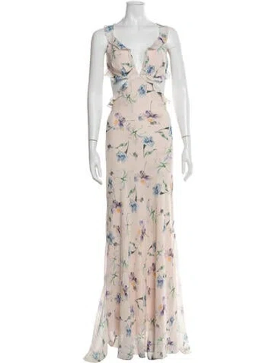 Pre-owned Sau Lee Floral Print Long Dress In Multi