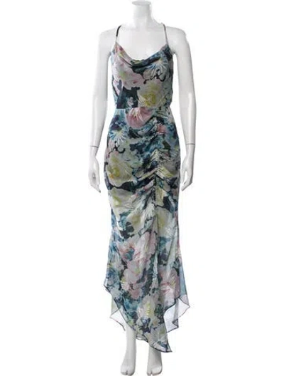 Pre-owned Sau Lee Floral Print Long Dress In Multi